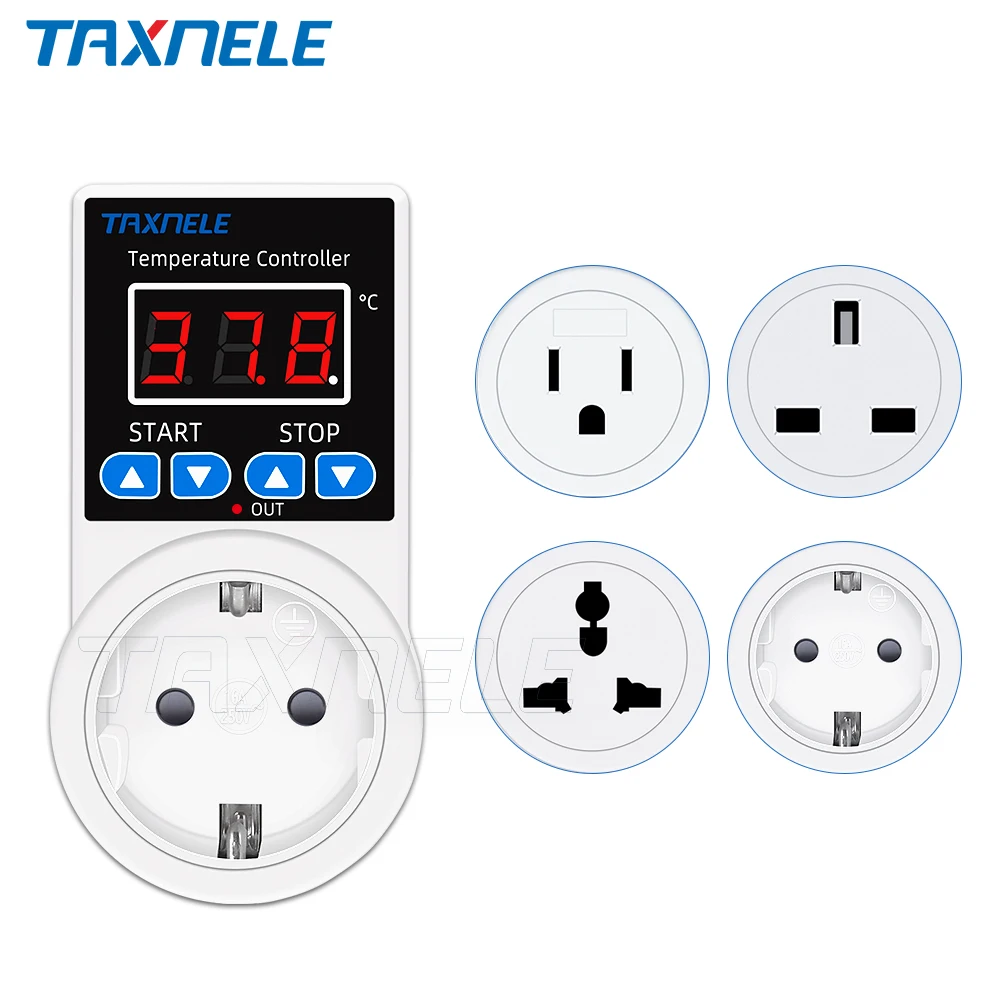 Socket Thermostat Digital Temperature Controller Socket Outlet 110V 220V NTC Sensor Probe Heating Cooling EU US UK Plug