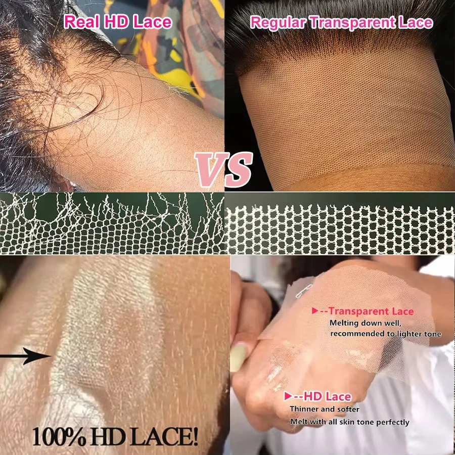 SKINLIKE Real HD Lace Frontal Only 13x6 13x4 9x6 6x6 5x5 Straight & Body Wave HD Lace Closure Only Ultra Thin HD Lace Melt Skins