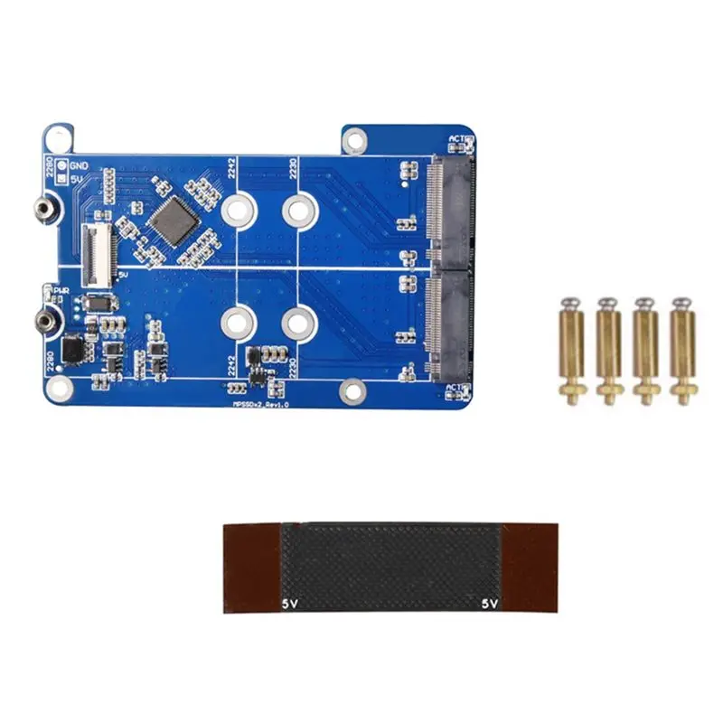 A97I-MPS2280D For Raspberry Pi 5 PCIE To M.2 Dual NVME SSD HAT Support 2280/2242/2230 SSD Computer Accessories