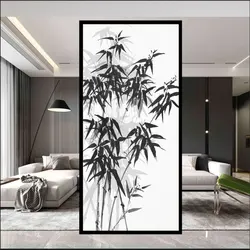 Bamboo Pattern Frosted Privacy Stained Window Film Sun Blocking Glass Stickers Window Static No Glue Glass Window Flim