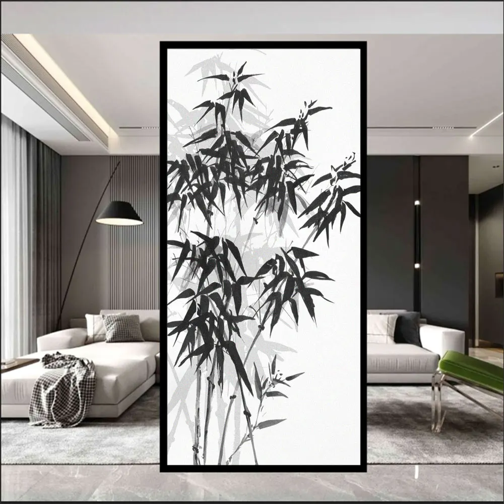 Bamboo Pattern Frosted Privacy Stained Window Film Sun Blocking Glass Stickers Window Static No Glue Glass Window Flim