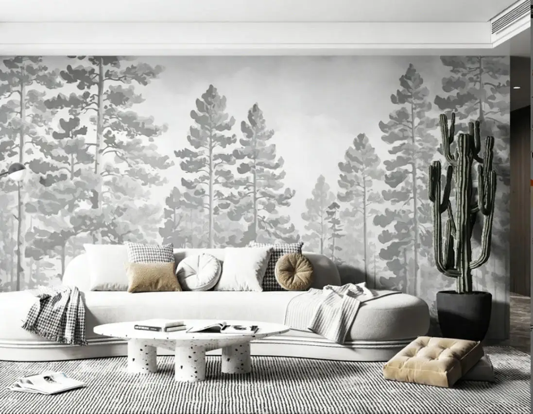 

Индивидуальные фотообои с рисунком леса акварелью, на заказ, для декора дома, с узорами деревьев, 3D-обои, papel tapiz