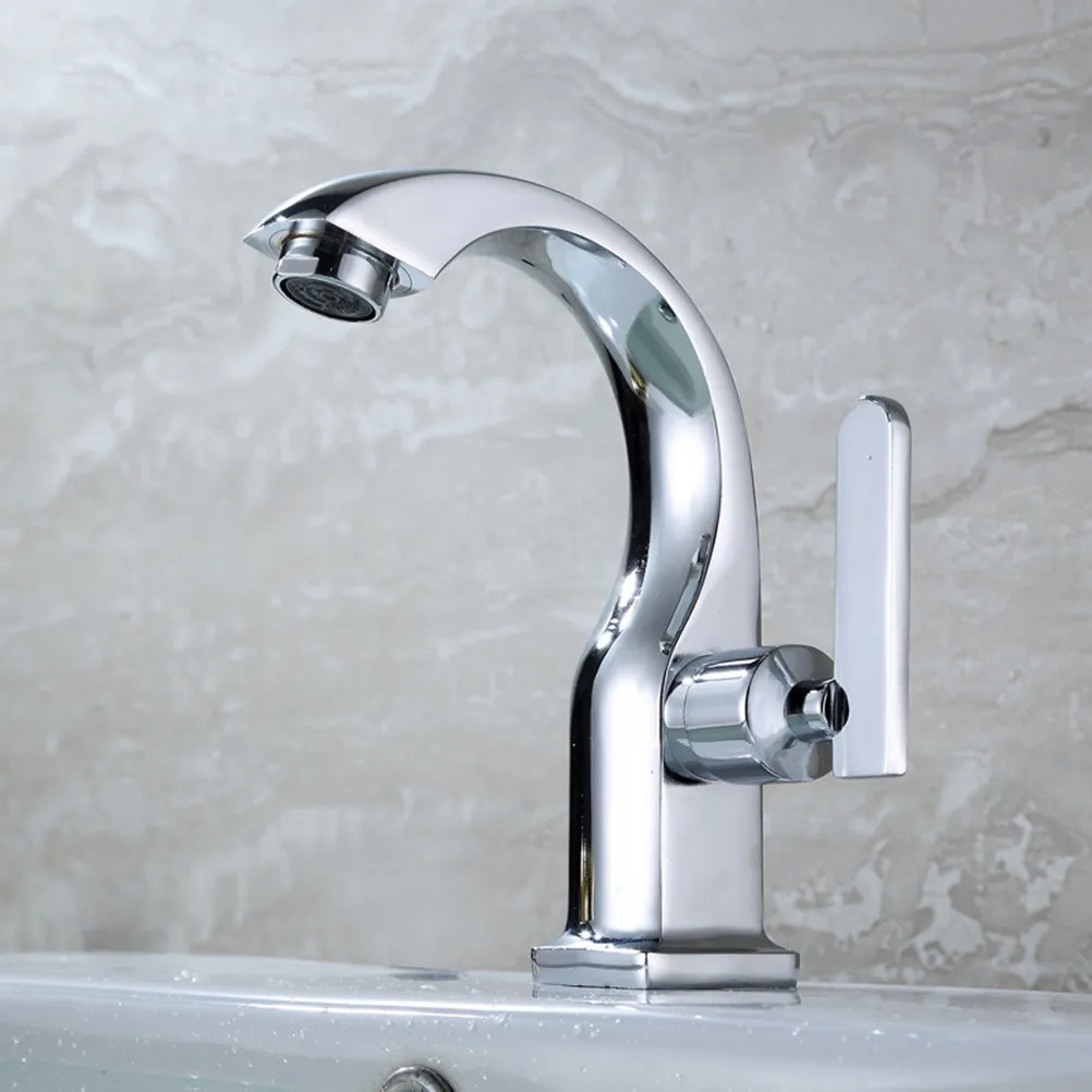 Zinc Alloy Faucet Single Level Water Tap Kitchen Basin Stainless Steel Rust Proof Long Handle Premium Material Copper Spool Safe