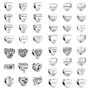 Nowe serce mama siostra córka siostrzenica urok 925 Fine Sterling Silver Plated kobiety DIY koralik biżuteryjny Fit oryginalna bransoletka