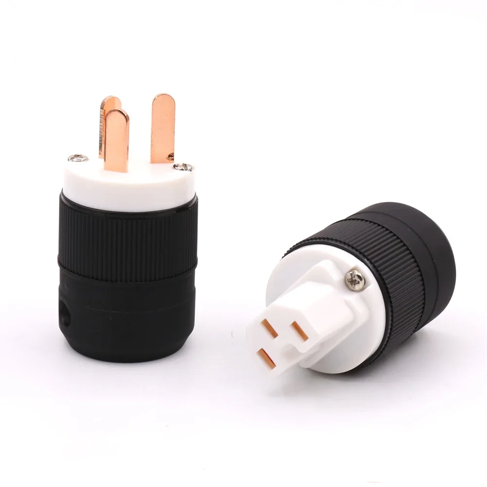 Hi-end cobre puro au rede plugue de alimentação macho conector de cobre cabo 3 pinos hifi amp cd player