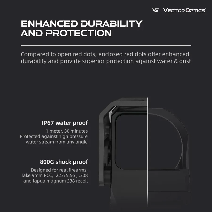 Extra Large Enclosed Red Dot Sight with Shroud Protection for AR15 M4 MSR Platforms Illuminated 3MOA Red Dot Sight with Quick D