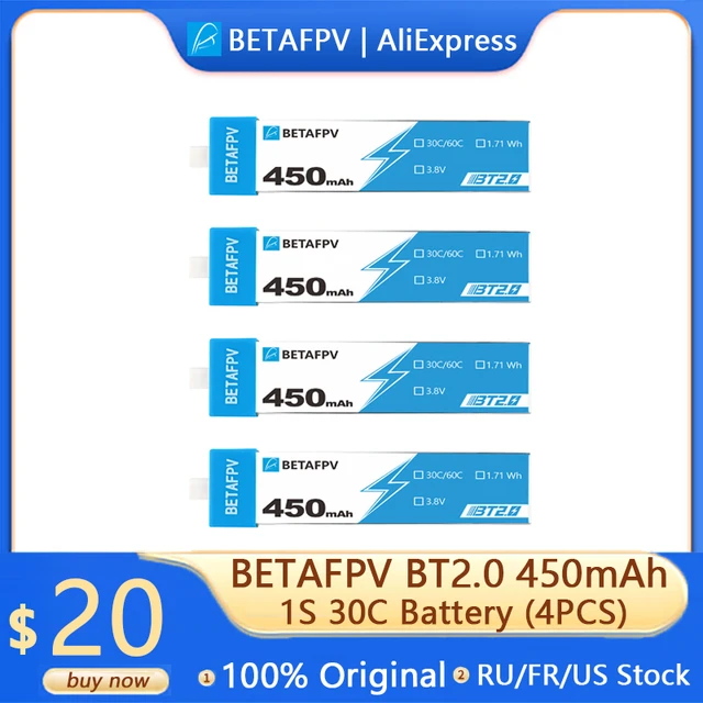 Betafpv-バッテリー充電器セット,4個,bt2.0 450mah,1s,4.35v,cotus pro/cetus  xキット,fpv,ドローン用アクセサリー - AliExpress