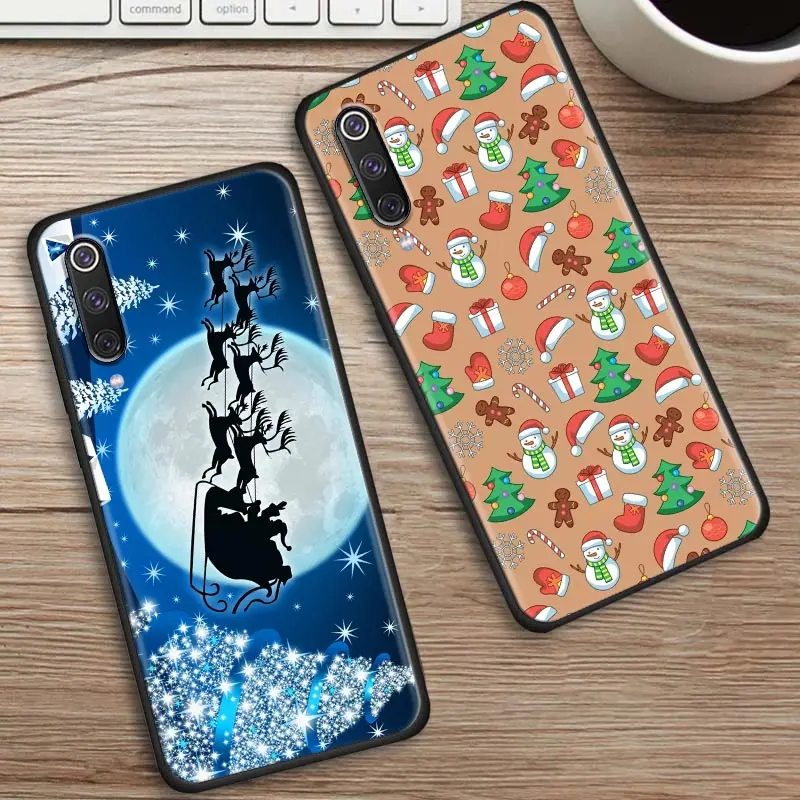 Silicone Case for Xiaomi Mi 9Lite 8 9 T 10T A2 Lite 9SE CC9 Note 10 Pro 5G Soft Funda Cover Merry Christmas Santa Claus Elk Snow