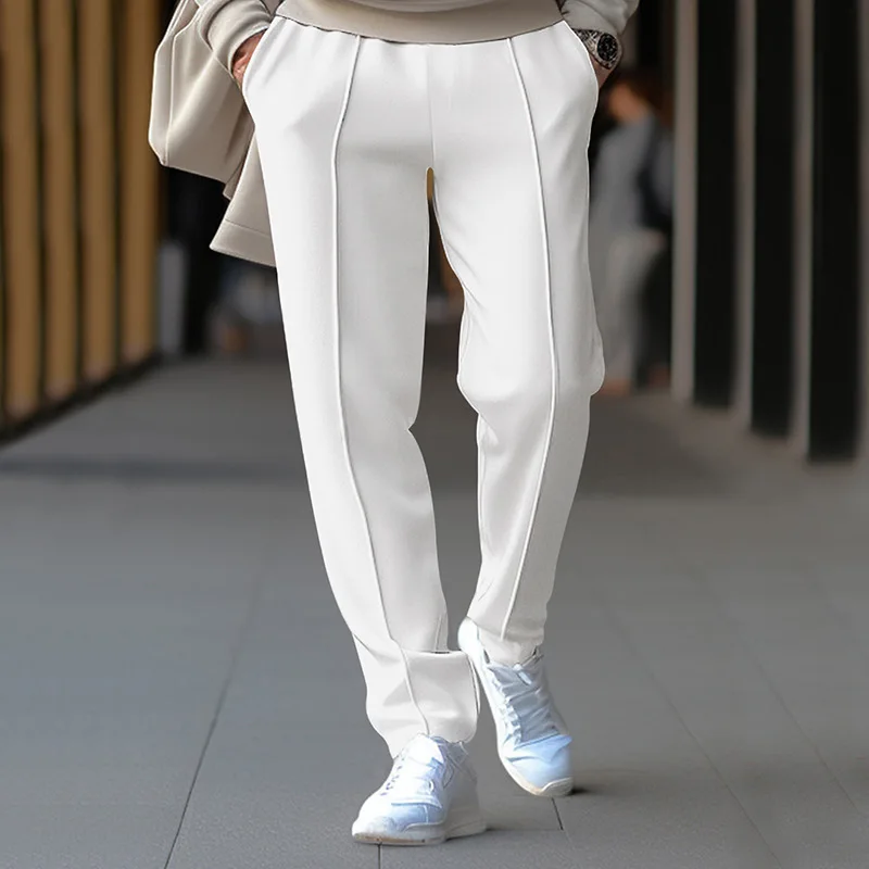 

2024 spring casual three-dimensional single fold hanging feeling suit pants, loose drawstring sports sweatpants for men