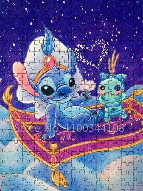 Disney 300/500/1000 Pcs Puzzles Lilo & Stitch Jigsaw Puzzle Cartoon Creative Educational Toys for Children Adult Decompression