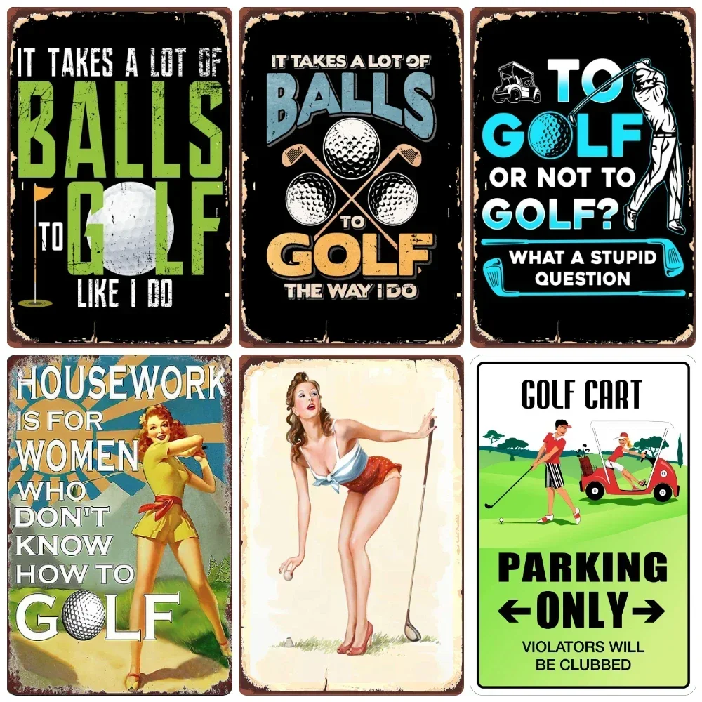 Vintage Golf Life Metal Wall Art Playing Golf Pin Up Girl Tin Sign Retro The Golf Father Decoration Club Home Decor 8x12 inch