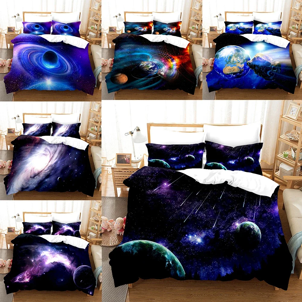 

Galaxy Bedding Set Universe Outer Space Duvet Cover For Adult Kids Twin Full Queen King Single Double Size