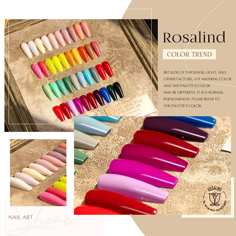 ROSALIND Bright Gel Nail Polish Mini 5ml Gel Polish Colorful Need UV Nail Lamp Semi-Permanent Base Top Gel Varnishes