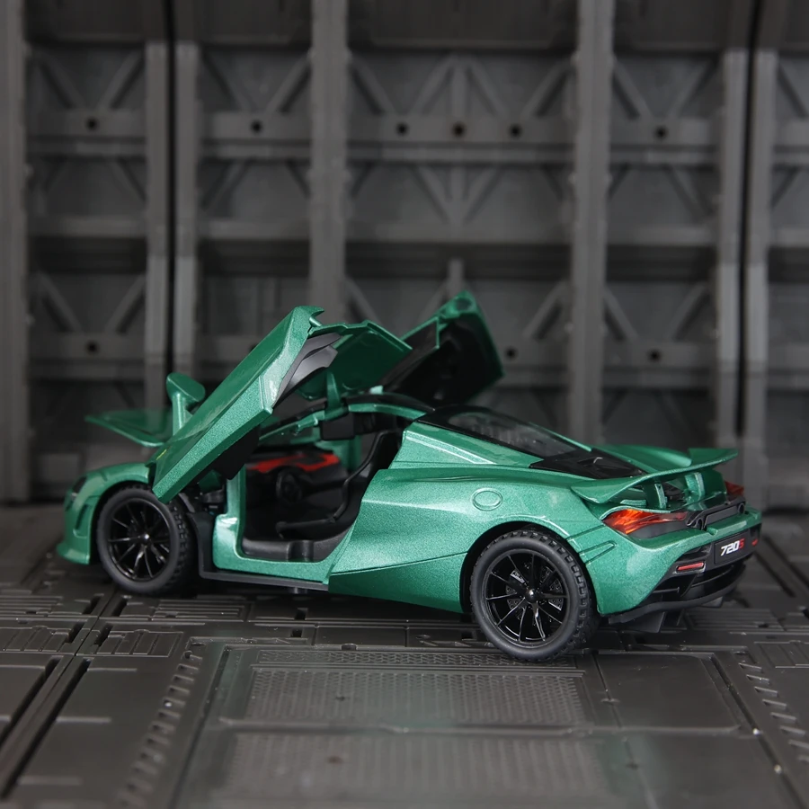 1:32 720s carro esportivo liga modelo de carro ornamentos portas podem abrir crianças acústica-óptica pull-back carro de brinquedo fino acabamento