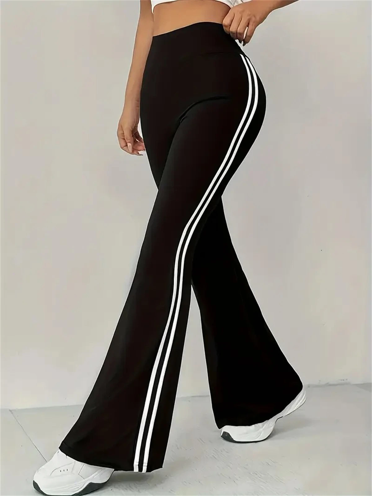 Frauen Dünne Beiläufige Flare Hosen Hohe Taille Mode Micro Pull Hosen 2025, Frühling Sommer Weibliche Outfit Hose Straße Chic kleidung – Detail 6