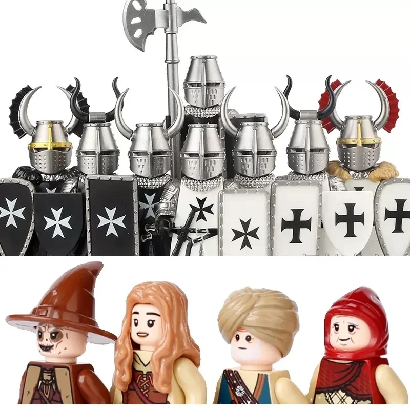 

2024 New Egypt Roman Spartacus Soldiers Medieval Castle Knight Set Building Blocks Mini Action Figure Toys