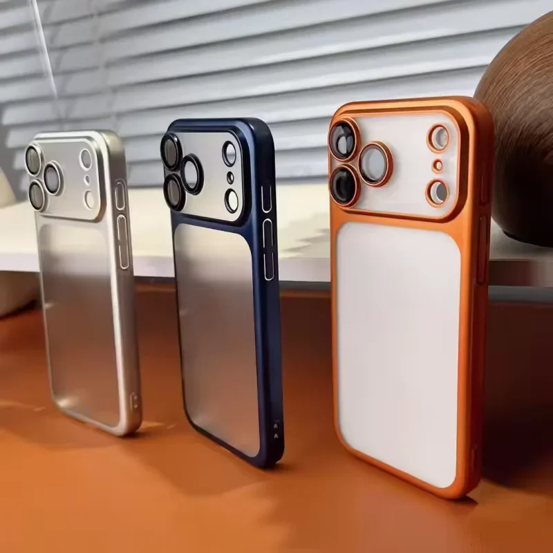 

Plating Business Translucent Phone Case For iPhone 17Pro Max 17Air Electroplating Matte Lens Protect Shockproof Hard PC Cover