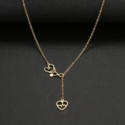 Stainless Steel Necklaces Stethoscope Electrocardiogram Pendant Collar Chain Fashion Necklace For Woman Jewelry Party Best Gifts