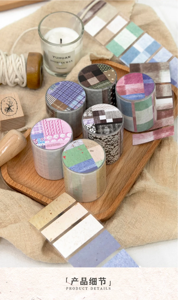 Journal GO 4,8 x 200 cm weißes Kraft-Washi-Tape, Aufkleber, Gitterstoff für Tagebuch, Scrapbook, DIY-Dekoration, Album, Planer, DIY-Klebeband – Detail 4