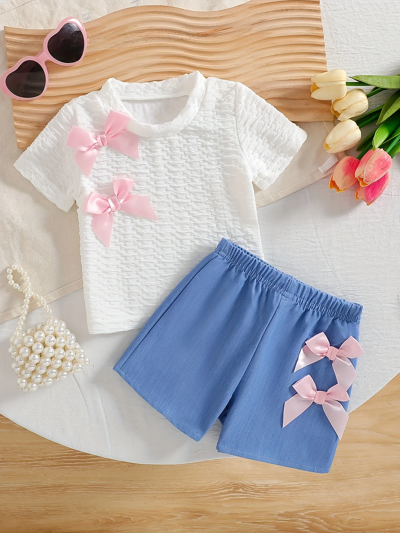 

Baby Girl Summer Sweet Bow Set: For Outdoor Play, Ideal Daily Outfit, Perfect for Birthdays & Valentine’s Gifts