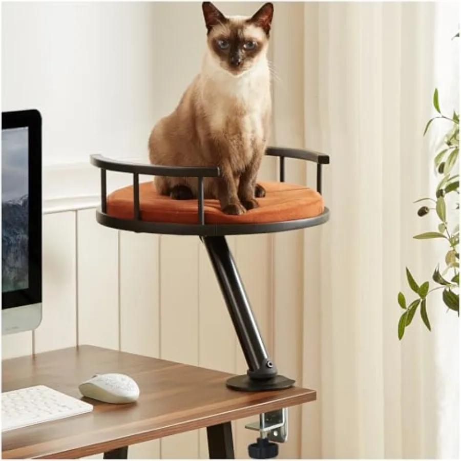 

Лежанка для кошек на стол - Навесная лежанка-лежанка для кошек на рабочий стол для дома и офиса, вращающаяся, для использования внутри помещений, прикрепляемая к столу, приподнятая лежанка-гнездо для работы, для котят, для шерстяных питомцев