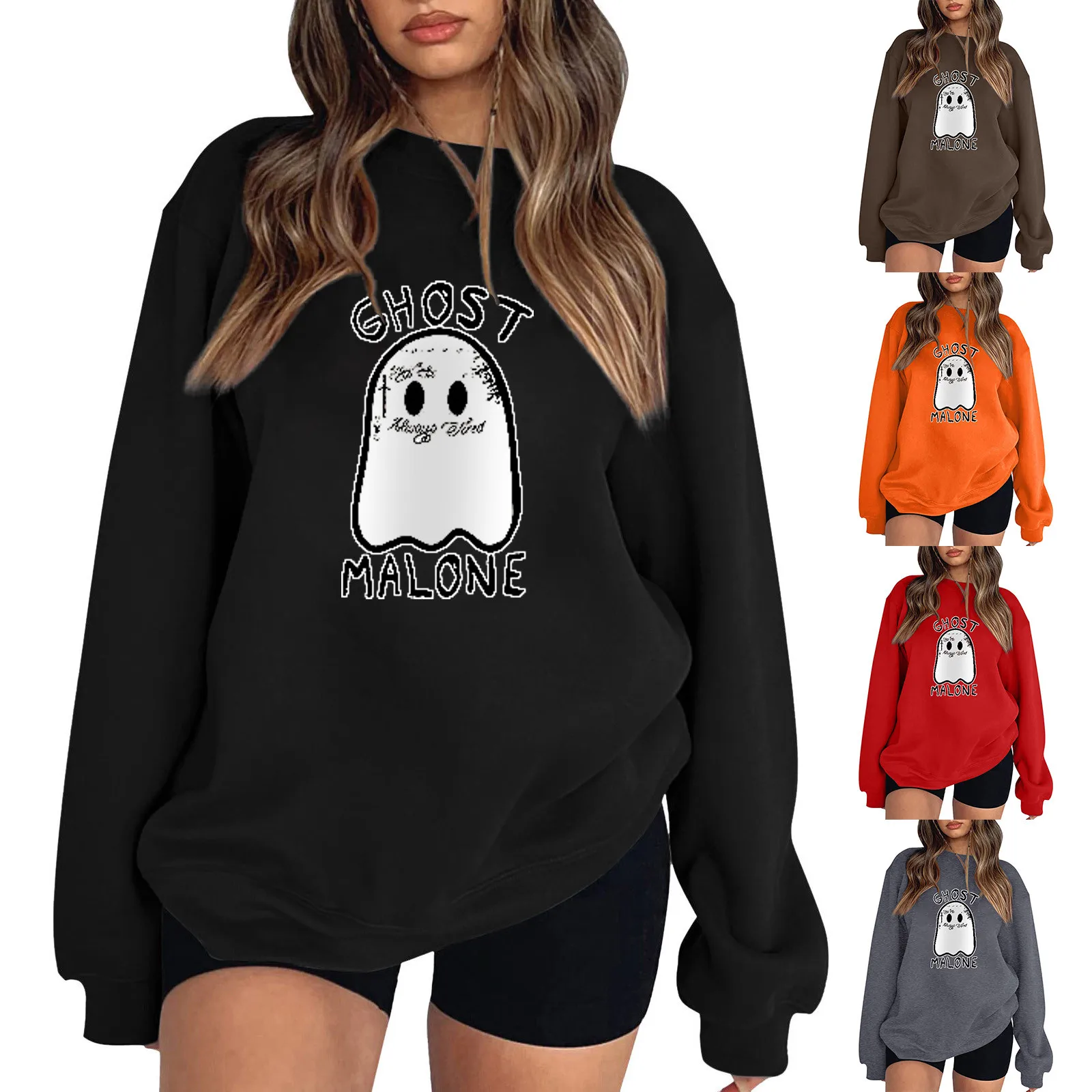 

Korean Trend Woman Sweatshirts Graphic Print Female Hoodie Long Sleeves O-neck Pullovers Sporty Vintage Loose Pullovers 2024