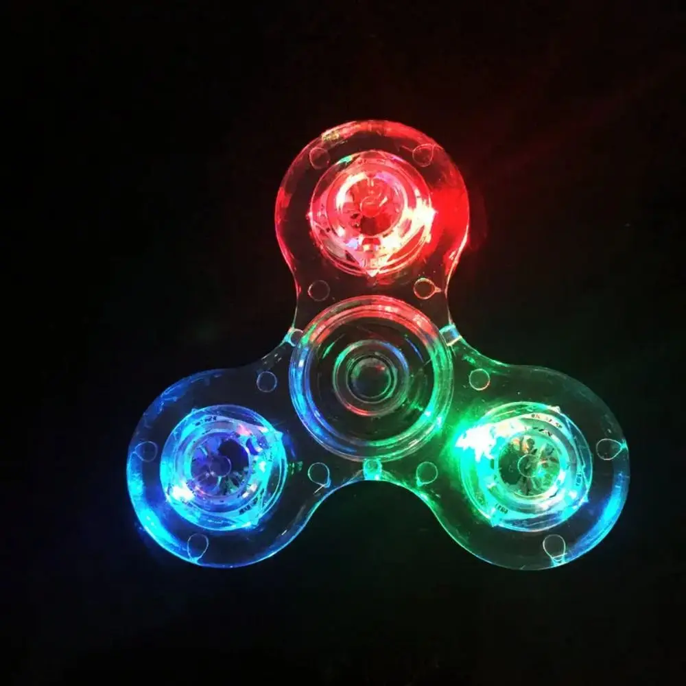 Crystal Luminous Fingertip Gyroscope LED Light Clover Beaming Hand Spinner Educational Interesting Electric Fingertip