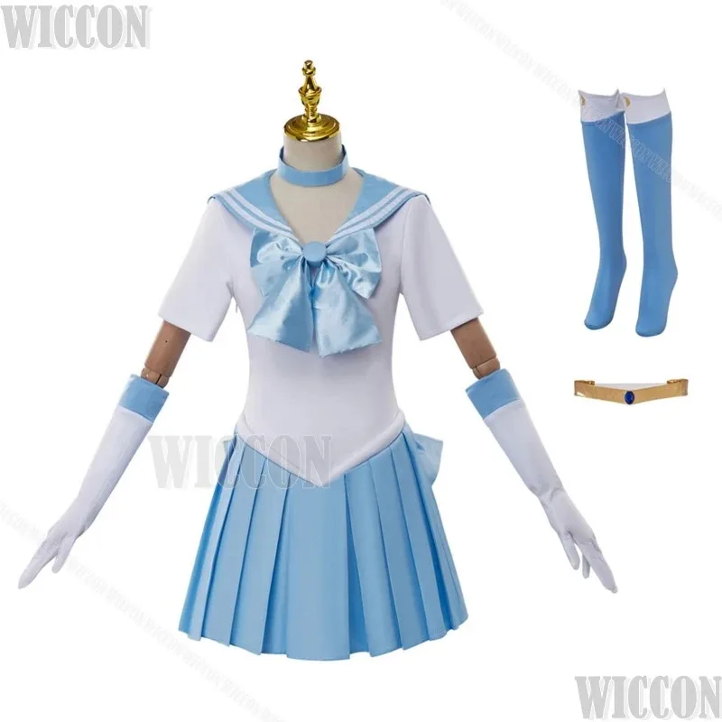 Disfraz de soldado, disfraz de Luna Tsukino Usagi Mizuno Ami, traje de marinero para mujer y niña, vestido con lazo, calcetines, guantes, uniforme personalizado de Halloween