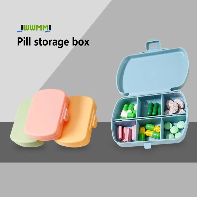 

1pcs 6 Compartment Pill Box Moisture Proof Travel Pill Organizer Portable Medicine Vitamin Case for Pocket Purse Daily Use