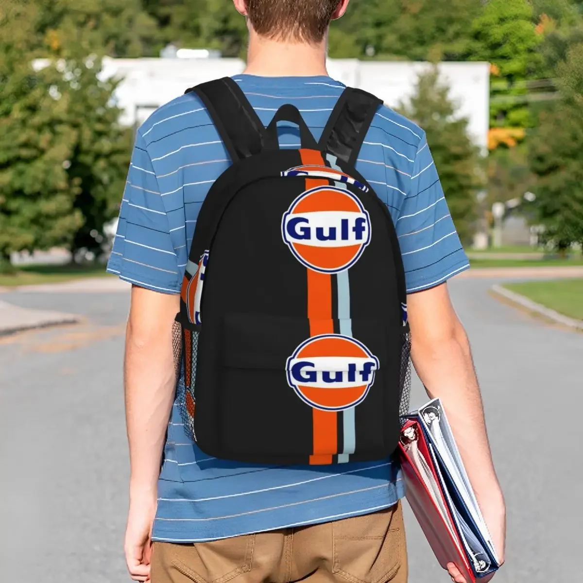 Racing Gulf Car Motorsport Oil Gas Gt40 Backpacks Boys Girls Bookbag Fashion Students School Bags Travel Rucksack Shoulder Bag