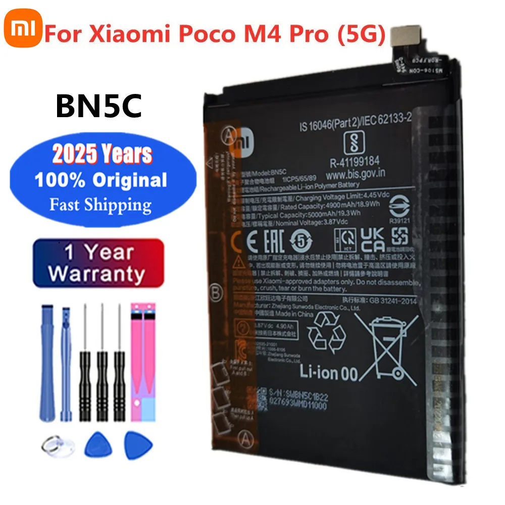 2025 Years 5000mAh BN5C 100% Original Battery For Xiaomi Poco M4 Pro M4Pro 5G Battery High Qulity Bateria Batteries + Tools