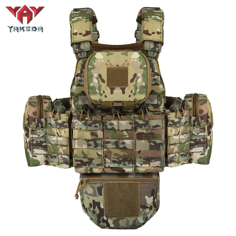 YAKEDA Gilet tattico Camouflage esterno Gilet multifunzionale Attrezzatura da caccia Gilet tattico regolabile Simulazione CS