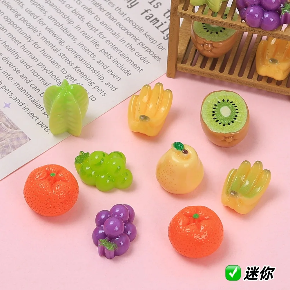Mandarina 100pcs Cute Simulated Mini Fruit Banana Tangerine Grape DIY