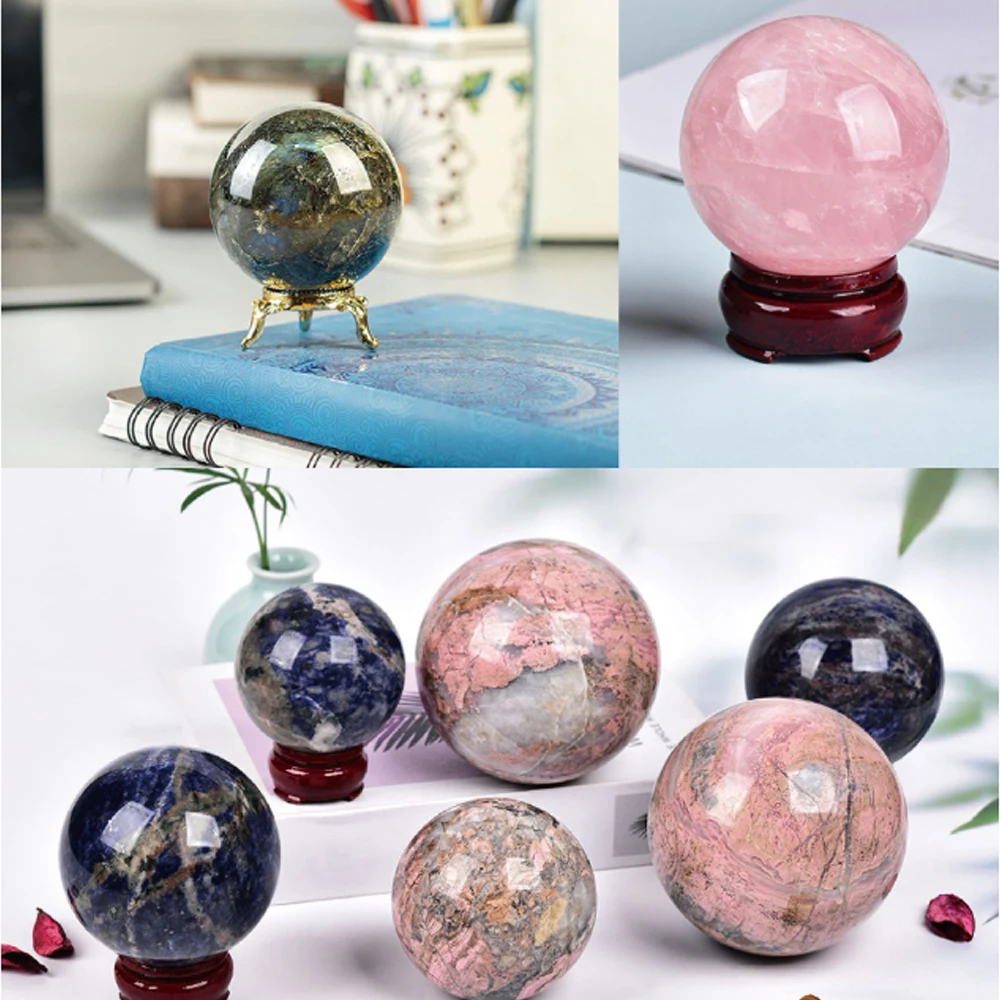 20mm Natural Crystal Stone Healing Energy Amethyst Gem Gemstone Room Decor Crystal Raw Stone Feng Shui Ball Home Office Ornament