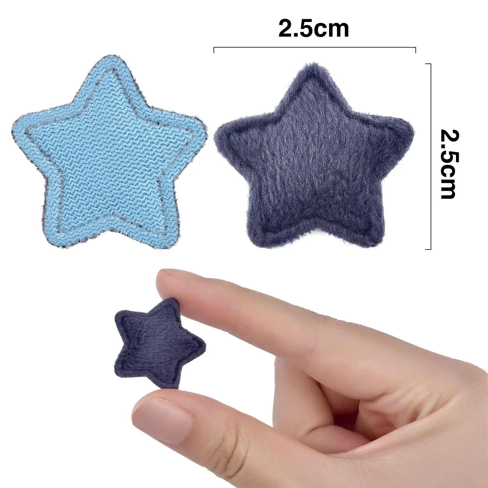 50Pcs/Pack 25mm Padded Plush Star Patches DIY Hairpin Garment Repair Patches Applique Handmade Patchwork Sewing Accessories