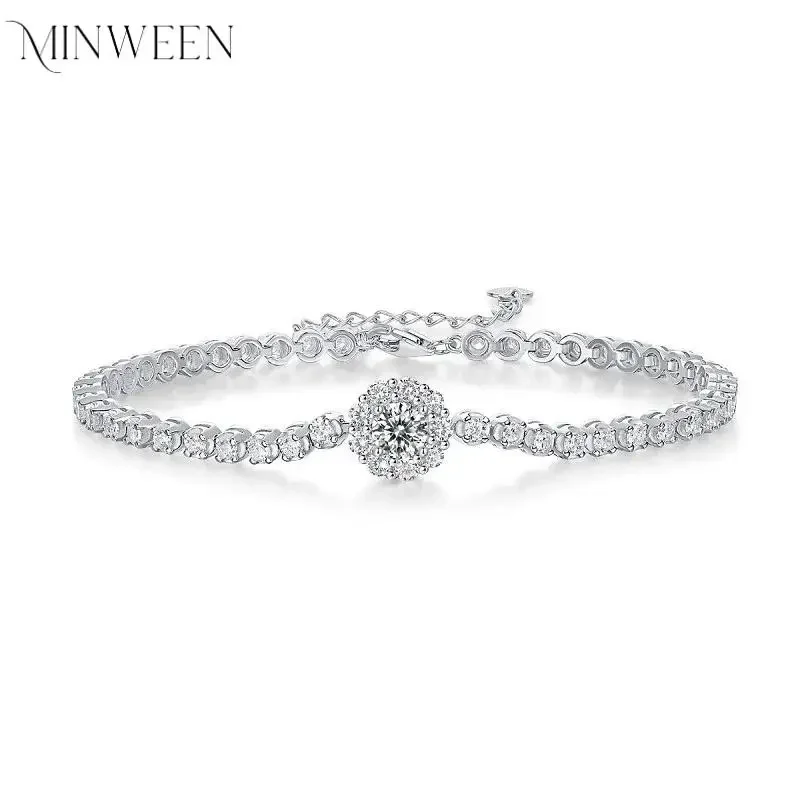 MINWEEN 18k Gold Plated 0.5ct Moissanite Bracelet for Women 5*5mm 100% S925 Silver Luxury Jewelry