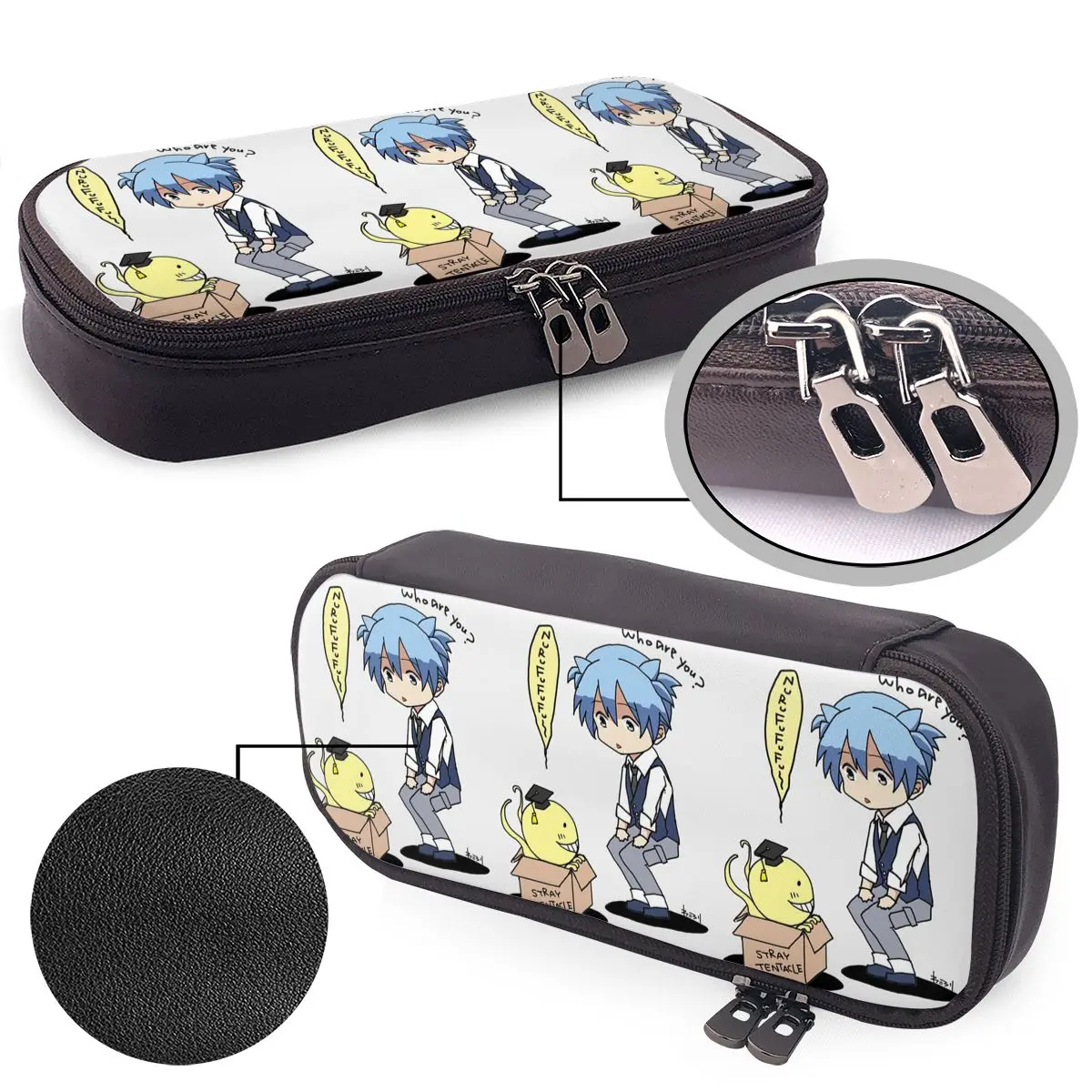

Assassination Classroom Octopus Koro Sensei Leather Pencil Case for Gifts Pen Box Pencil Bag Stationery Supplies Pen Holder Bag