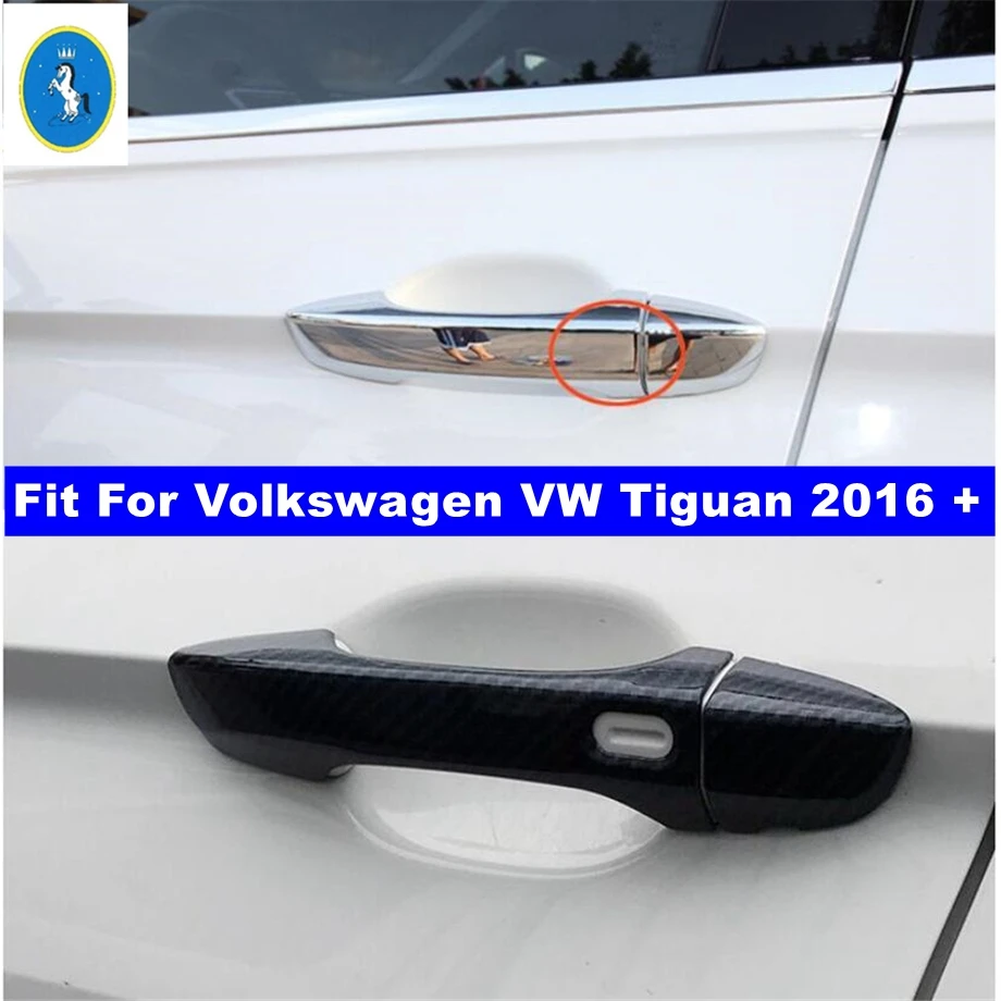 

Door Pull Doorknob Handle Catch Cap Decor Cover Trim For VW Tiguan 2016 - 2023 MK2 Chrome / Carbon Fiber Look Car Accessories