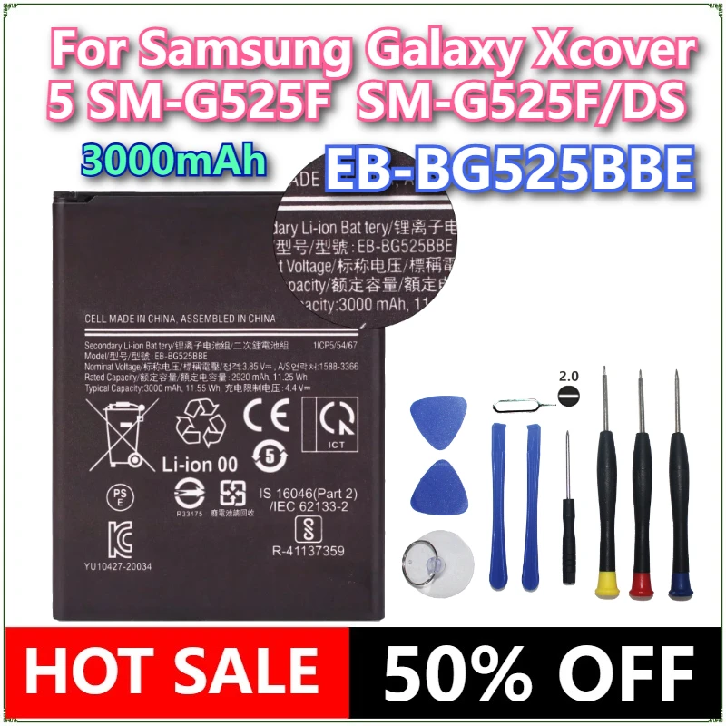

Brand New EB-BG525BBE Mobile Phone Battery 3000mAh For Samsung Galaxy Xcover 5 G525F G525F/DS Mobile Phone Batteries + tools