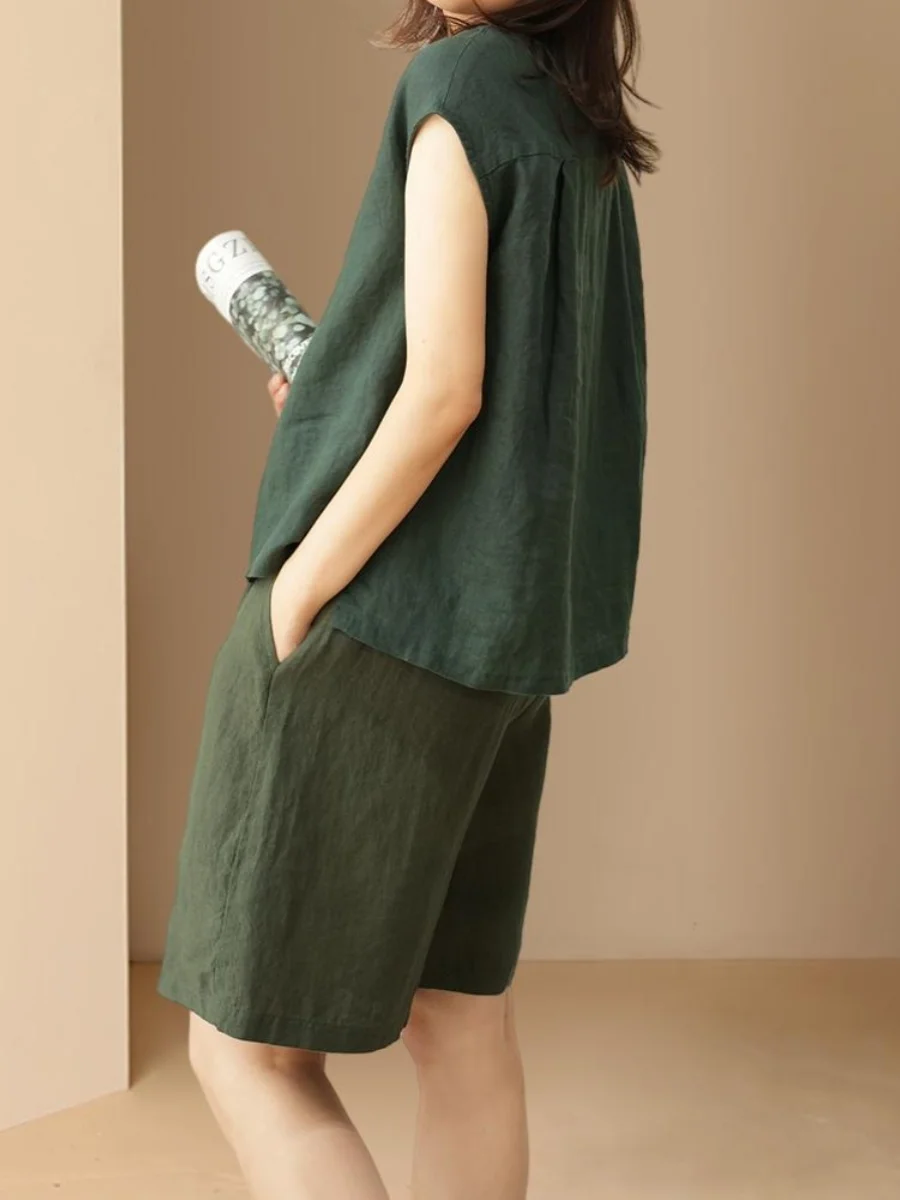 الصيف القطن الكتان 2024 جديد Sle irt بلوزة صغيرة ربيع الخريف Svel الراقية ort Sve المرأة Faion ملابس علوية #5