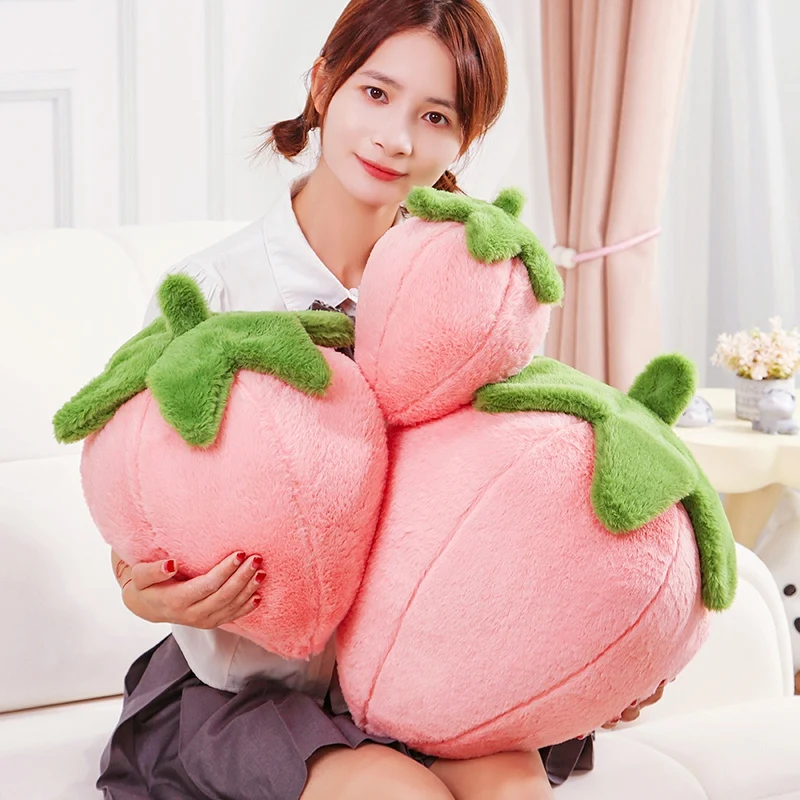 Wholesale Hot Cartoon Strawberry Plush Toy 23/35cm Soft Filled Fruit Sofa Cushion Simulation Pillow Home Decor Gift For Friend