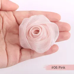 4.5cm Handmade Fabric Organza Rose Bud Patch for Hair Flower Headband Tiara Hairpin Hair Accessories DIY Decoration