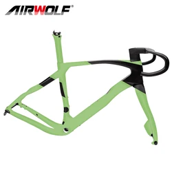 New F Carbon Gravel Frame 700*45C Bicycle Frame Gravel Frameset BSA Cyclocross Bike with Handlebar