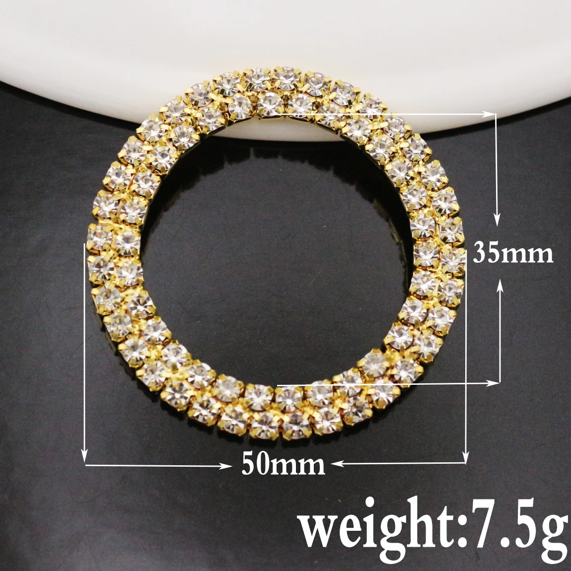 Golden 10pcs 50mm Circle Rhinestone Buckle Diamante Crystal Slider DIY Craft Supplies Wedding Invitation Card Decoration