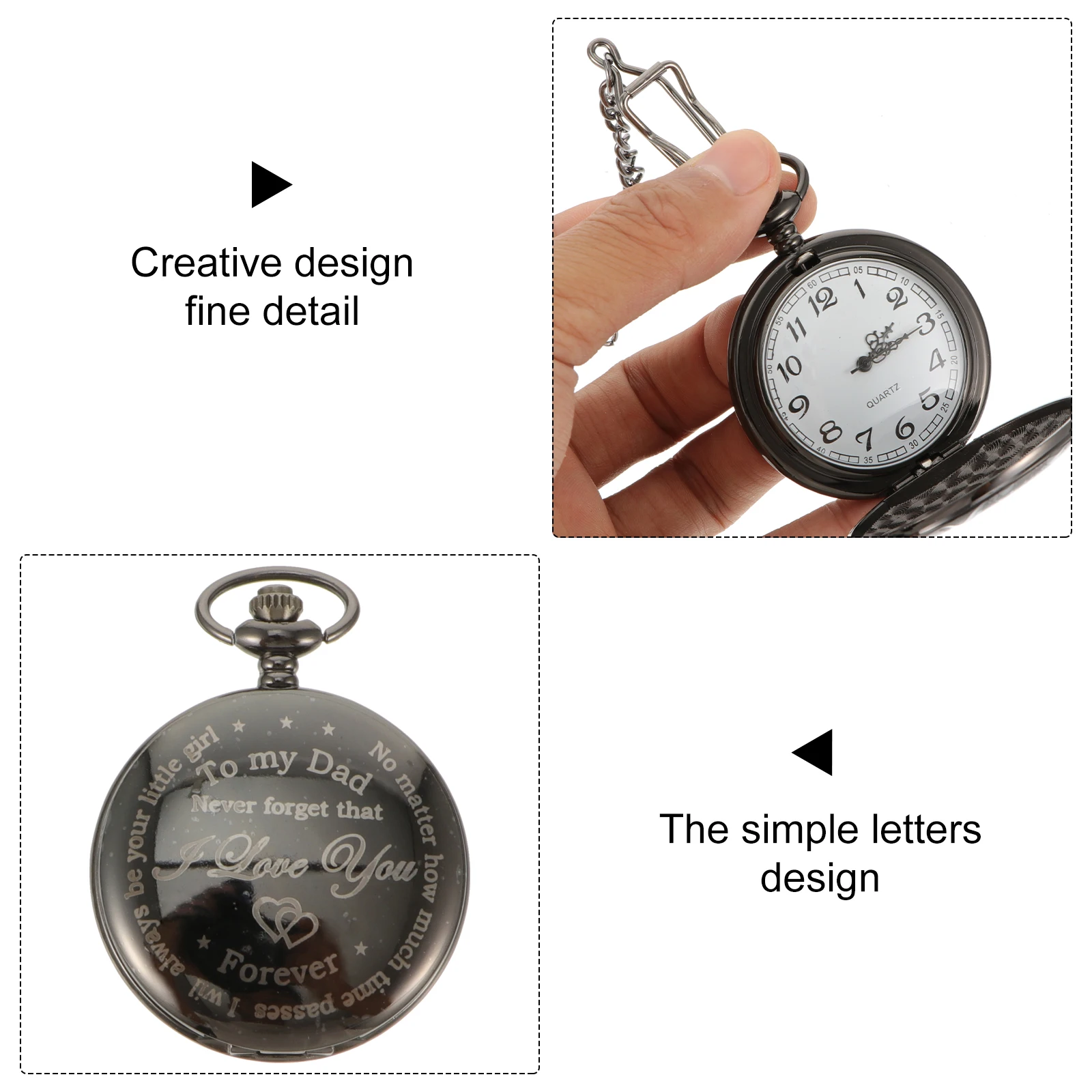 Vintage Pocket Watch Father's Day Quartz Movement Great Craftsmanship Alloy Necklace Popular