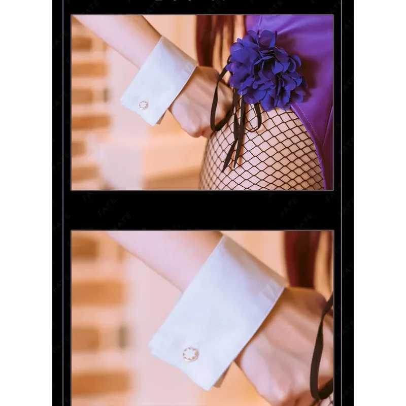 ss23 مصير الطلب الكبير لعبة كوس FGO Scathach تأثيري حلي الأرنب فتاة Sexul بذلة مع الأرجواني أرنب رباط شعر شبكة صيد السمك Stocki