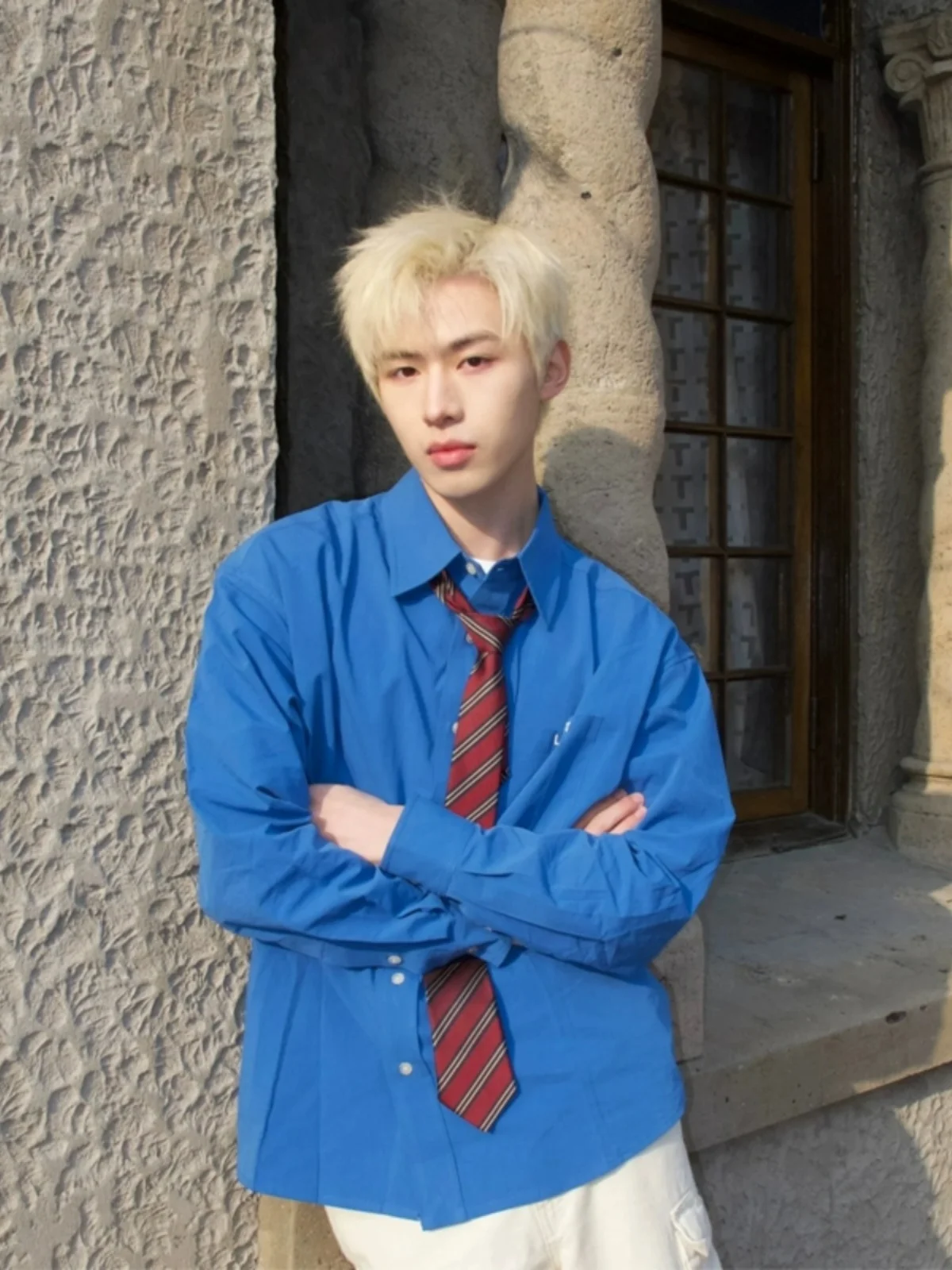 

Мужская рубашка с длинным рукавом Klein Blue Spring 2024, модный молодежный стиль, премиум-качество, верхняя одежда, повседневный свободный крой, полиэстер