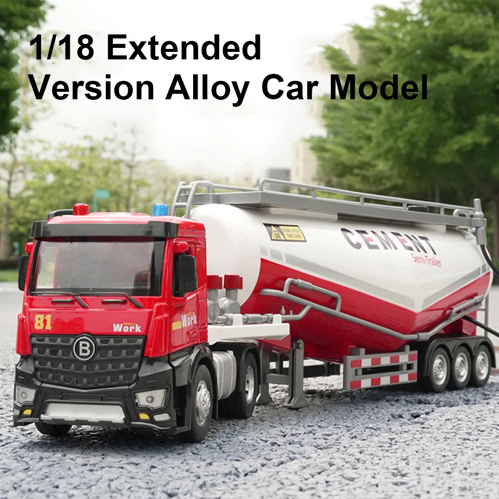 1/18 Powder Transport Car Model Diecasts Vehicle Model Toys with Light and Sound Alloy Transport Vehicle for Boy Christmas Gifts