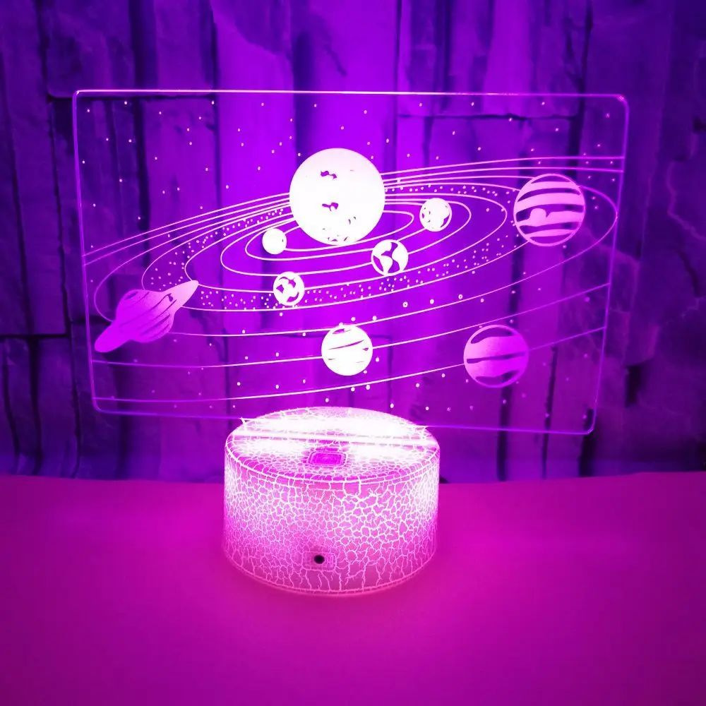 Zonnestelsel 3d Optische Illusie Tafellamp Universum Ruimte Galaxy Nachtlampje Voor Kinderkamer Decor Licht Cadeau Voor Jongens En Meisjes