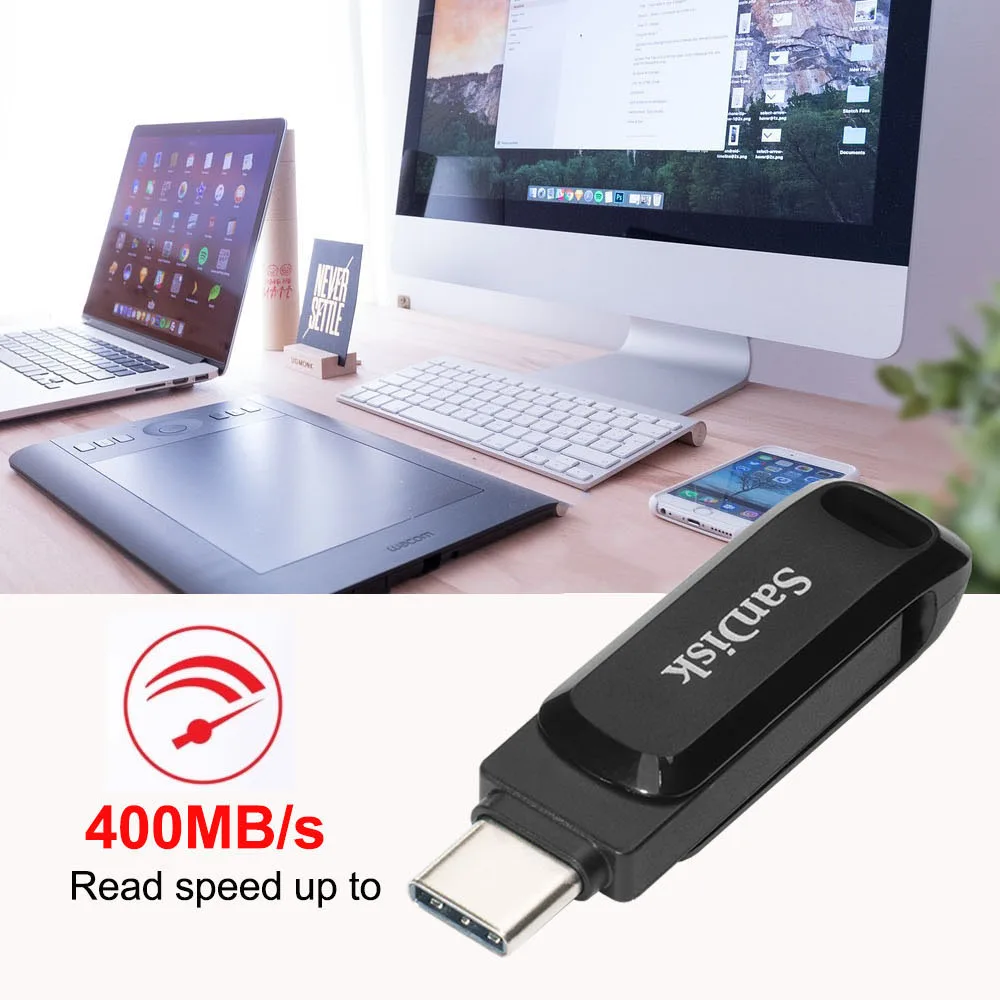 SanDisk 2-in-1 Flash Drive with USB Type-C and Type-A connectors 64GB 128GB 256GB 512GB Ultra Dual Drive Go USB Type-C SDDDC3